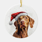 ビズラ犬のクリスマスパーソナライズド セラミックオーナメント (正面)