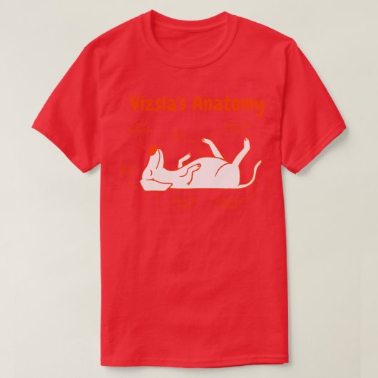 ビズラ犬の動物おもしろい解剖学 Tシャツ (デザイン正面)
