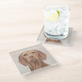 ビズラ絵画ズ – かわいいオリジナルドッグアート ガラスコースター (アングル)