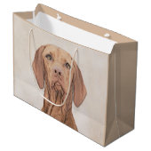 ビズラ絵画ズ – かわいいオリジナルドッグアート ラージペーパーバッグ (正面アングル)