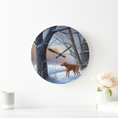 ビズラ雪のクリスマス ラージ壁時計 (ホーム)