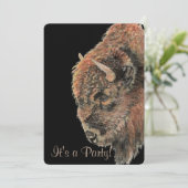 ビソン バッファロー ワイルドライフ ネイチャー アート 誕生日 招待状 (スタンド正面)