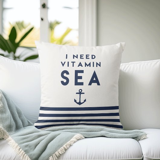 ビタミンシーネイビーいかり引用文 クッション