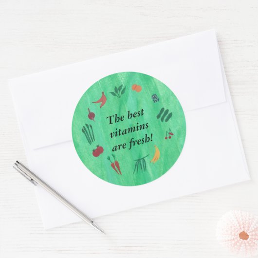 ビタミン最高のは新鮮な果物の野菜のシールである ラウンドシール (封筒)