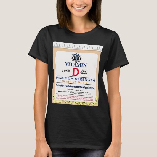 ビタミンD 内なる陽光 励ましのポジティブさ Tシャツ (正面)