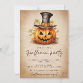 ビタージカボチャグランジハローウィンパーティ招待 招待状 (正面)