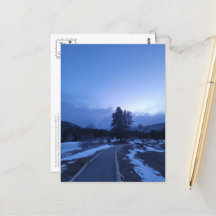 ビターブルーマウンテンウィンターハイキングポストカード