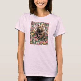 ビターリートの花に囲まれたモンタナの熊 Tシャツ