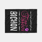 ビチョンドッグラバータトゥーおもしろい犬マママギフトアイディア フリースブランケット (正面(横))