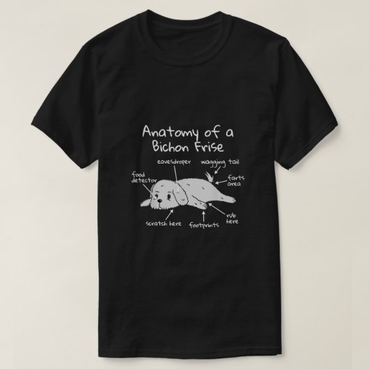ビチョンフリーズおもしろい犬贈り物の解剖学 Tシャツ (デザイン正面)