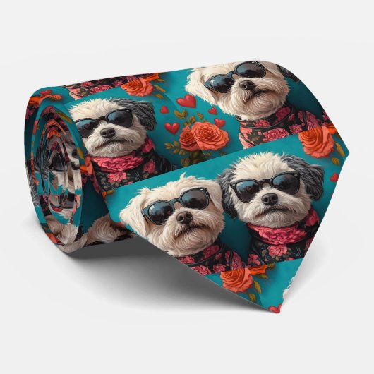 ビチョンフリーズとハートバラバレンタインデー ネクタイ (ロール)