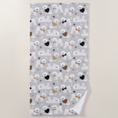 ビチョンフリーズボーンズアンドポーズグレー ビーチタオル (正面)