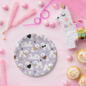 ビチョンフリーズボーンズアンドポーズパープル ペーパープレート (パーティー)