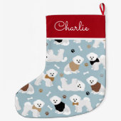 ビチョンフリーズボーンズアンドポーズブルー ラージクリスマスストッキング (裏面)