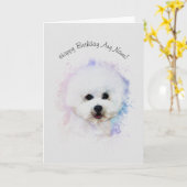 ビチョンフリ図解入りの、写真付きのーズ誕生日 カード (黄色い花)