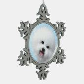 ビチョンフ絵画リーズ-かわいいオリジナルの犬アート スノーフレークピューターオーナメント (左)