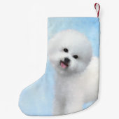 ビチョンフ絵画リーズ-かわいいオリジナルの犬アート スモールクリスマスストッキング (裏面)