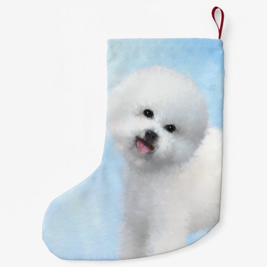 ビチョンフ絵画リーズ-かわいいオリジナルの犬アート スモールクリスマスストッキング (裏面)