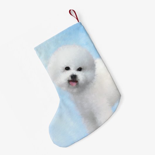ビチョンフ絵画リーズ-かわいいオリジナルの犬アート スモールクリスマスストッキング (裏面 (吊り時))