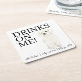 ビチョン、ボローニャ語、ハバニーズ、マルチーズ結婚ズ スクエアペーパーコースター (アングル)