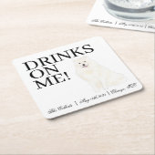 ビチョン、ボローニャ語、ハバニーズ、マルチーズ結婚ズ スクエアペーパーコースター (アングル)