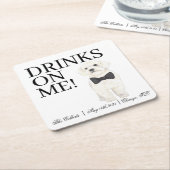 ビチョン、ボローニャ語、ハバニーズ、マルチーズ結婚ズ スクエアペーパーコースター (アングル)