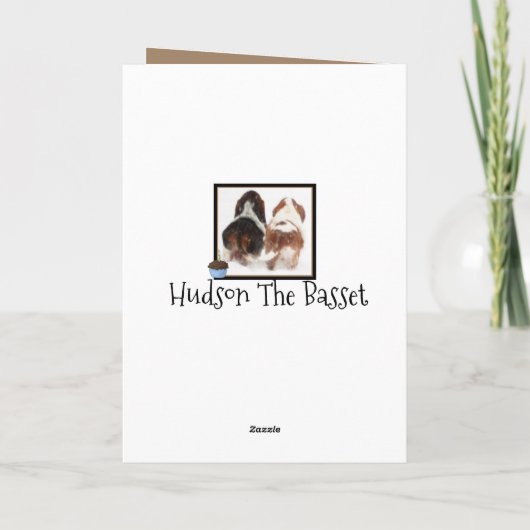 "ビッおもしろいクお尻"バスセットハウンド誕生日カード シーズンカード (裏面)