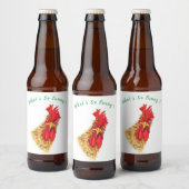 ビッおもしろいクしたオンドリ付きビールボトルラベル ビールラベル (ボトル)