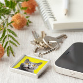 ビッおもしろいク熱狂するキャット黄 キーホルダー (側面)