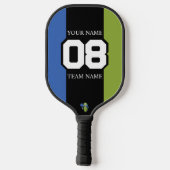 ビッおもしろいグディルチーム名番号ブルーブラック&グリーン ピックルボールラケット (裏面)
