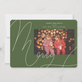 ビッはっきりしたクおもしろいオリーブグリーンスクリプトホリメリーデイ シーズンカード