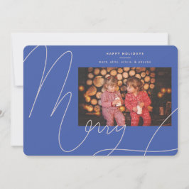 ビッはっきりしたクおもしろいペリウィンクルブルースクリプメリートホリデー シーズンカード