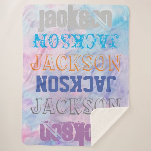 ビッはっきりしたク名パーソナライズされた水色の背景 シェルパブランケット (正面)