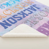 ビッはっきりしたク名パーソナライズされた水色の背景 シェルパブランケット (3/4)