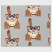 ビッよくはしゃぐグブルーアイズおもしろいお洒落子猫 ラッピングペーパー (フラット)