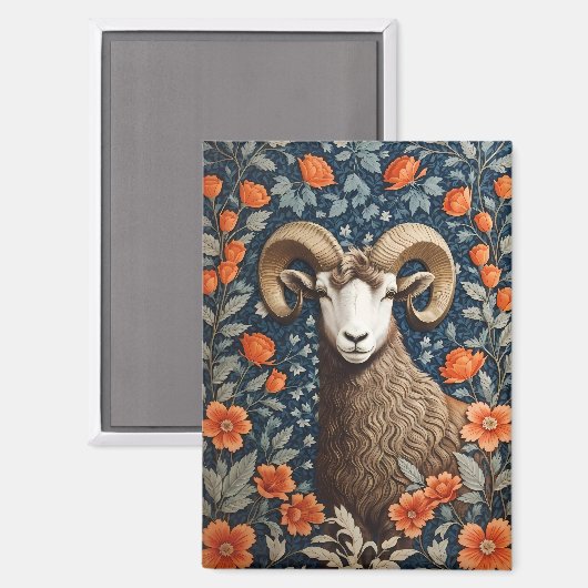 ビッエレガントクホルンシープウィリアムインスパイアモリス マグネット (正面/裏面)