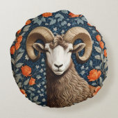 ビッエレガントクホルンシープウィリアムインスパイアモリス ラウンドクッション (裏面)