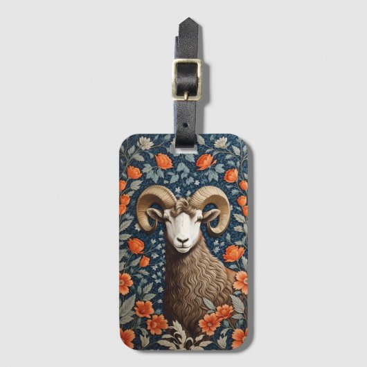 ビッエレガントクホルンシープウィリアムインスパイアモリス ラゲッジタグ (正面縦)