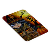 ビックアイウィッチガールとフクロウカボンプキンムーンハロウィン マグネット (右側)