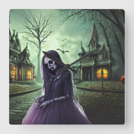 ビックアイホラー怖いブー幽霊 スクエア壁時計