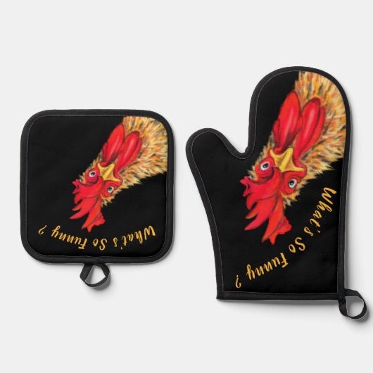 ビックストルースターカスタム文字おもしろい 鍋つかみ&鍋敷きセット (正面)