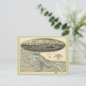 ビックスバーグミシシッピ1863アンティークパノラママップ ポストカード (スタンド正面)