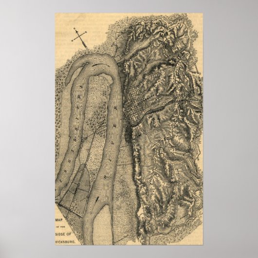 ビックスバーグ包囲 – 南北戦争パノラママップ ポスター (正面)