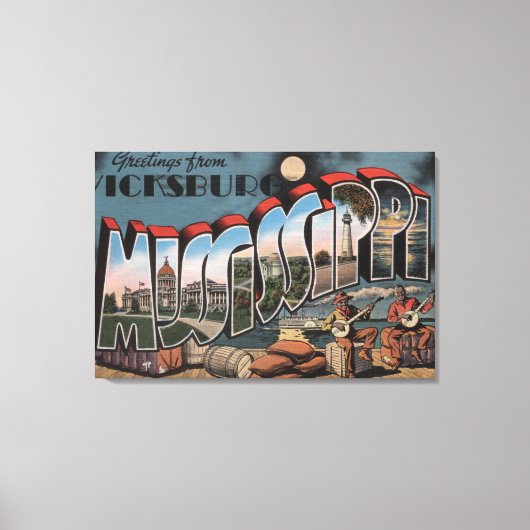 ビックスバーグ,ミシシッピー – ラージ・レター・シーン キャンバスプリント (正面)