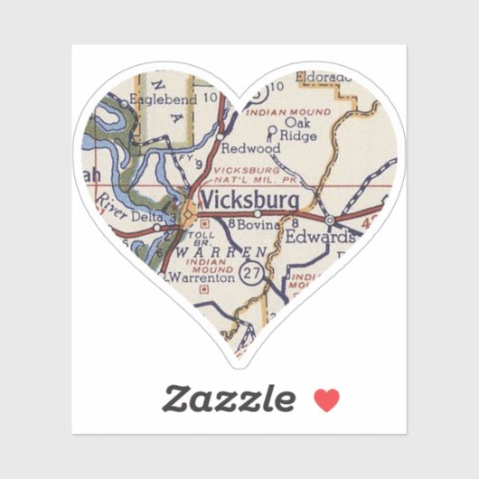 ビックスバーグMSヴィンテージの地図 シール (シート)