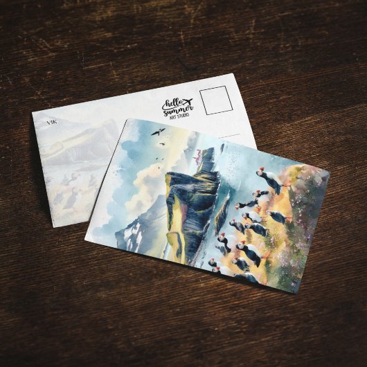 ビックパフィンズアイスランドウーターカラーポストカード 招待状