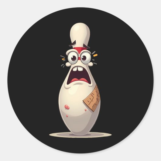 ビックピンおもしろいボーリング恋人ボウリングをする人、 クリケットの投手グラフィック ラウンドシール (正面)