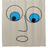 ビックマン顔スケッチ 笑わされる シャワーカーテン (正面)