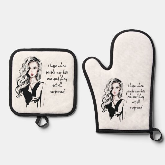 ビックリした 鍋つかみ&鍋敷きセット (正面)