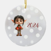 ビックリングガールクリスマス小妖精や小人セラミックオーナメント セラミックオーナメント (正面)